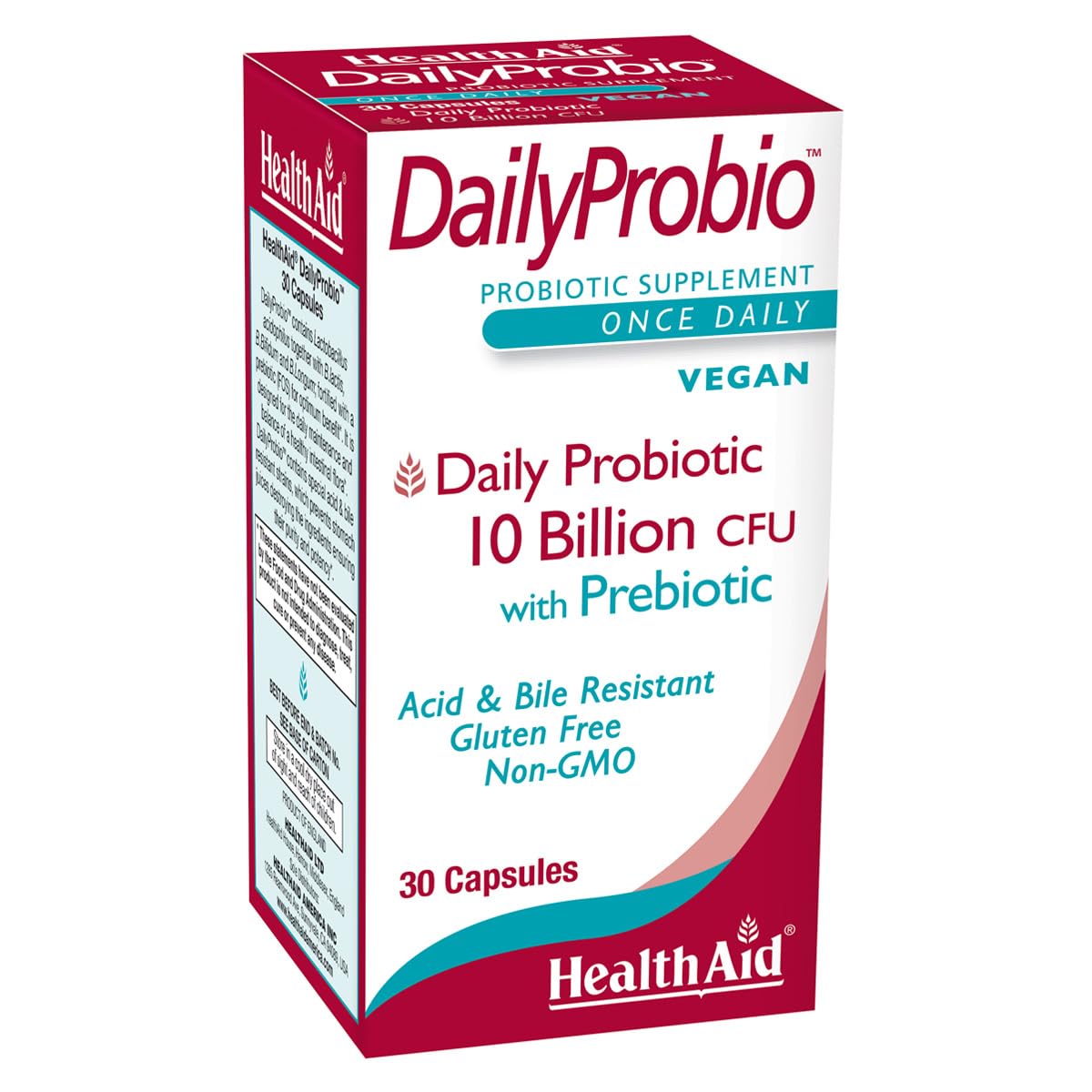 DailyProbio – 10 Billion CFU, 10 Strain Vegan Probiotic with Prebiotic | Acid & Bile Resistant, Dairy & Gluten Free, Non-GMO | Once Daily Digestive Support