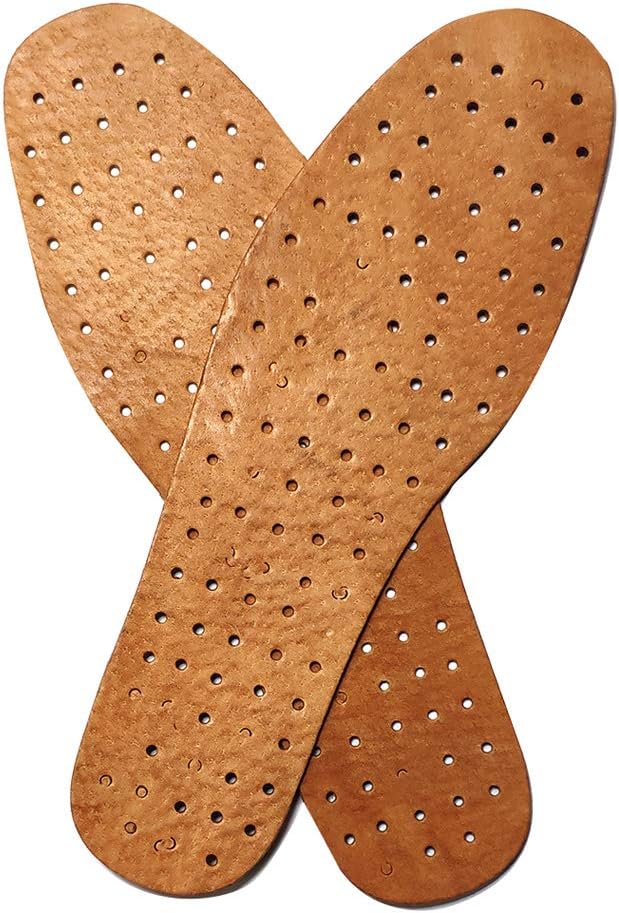 Men's Hard Leather Insole 2.5mm Thick Absorb Sweat Breathable Insole for Oxford Shoes Brogue Leisure Derby Shoes (US9/10.6inch/27cm)