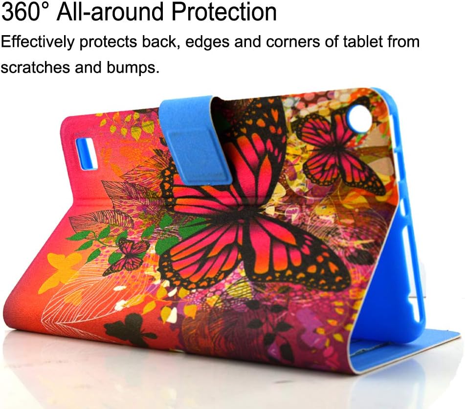 Folio Case for Kindle fire 7,JZCreater Slim Leather Smart Case Cover with Auto Wake/Sleep for Amazon Fire 7 Tablet(7inch Display 5th Generation 2015 & 7th Gen 2017),Colorful Butterfly