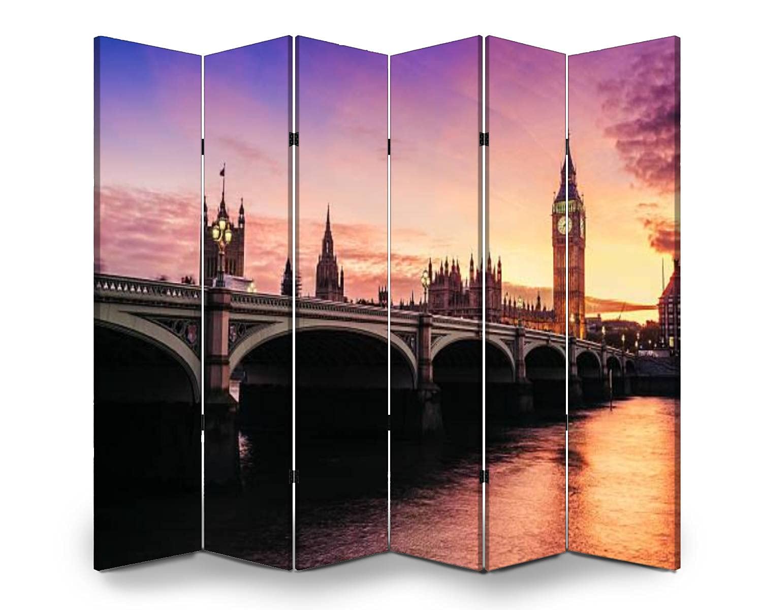 Buy Room Divider 6 Panel Big Ben and Westminster Bridge London England UK Canvas Folding Privacy