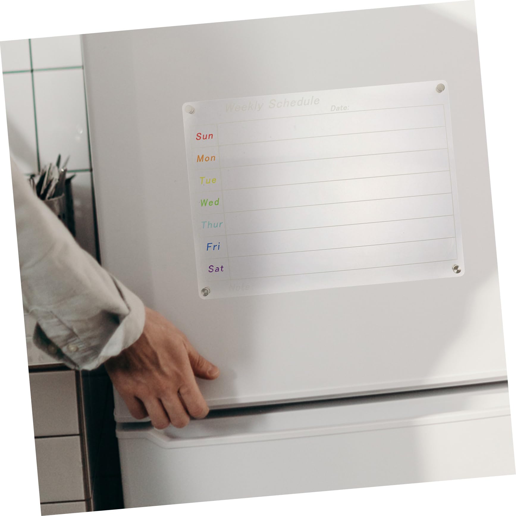 VILLCASE Wochenplan Tafel aus Acrylglas Magnetisch und Abwischbar Wochenplaner Tafel für Wandmontage Tagesplaner Whiteboard Planungstafel ohne Klebstoff Wiederverwendbar für Büro