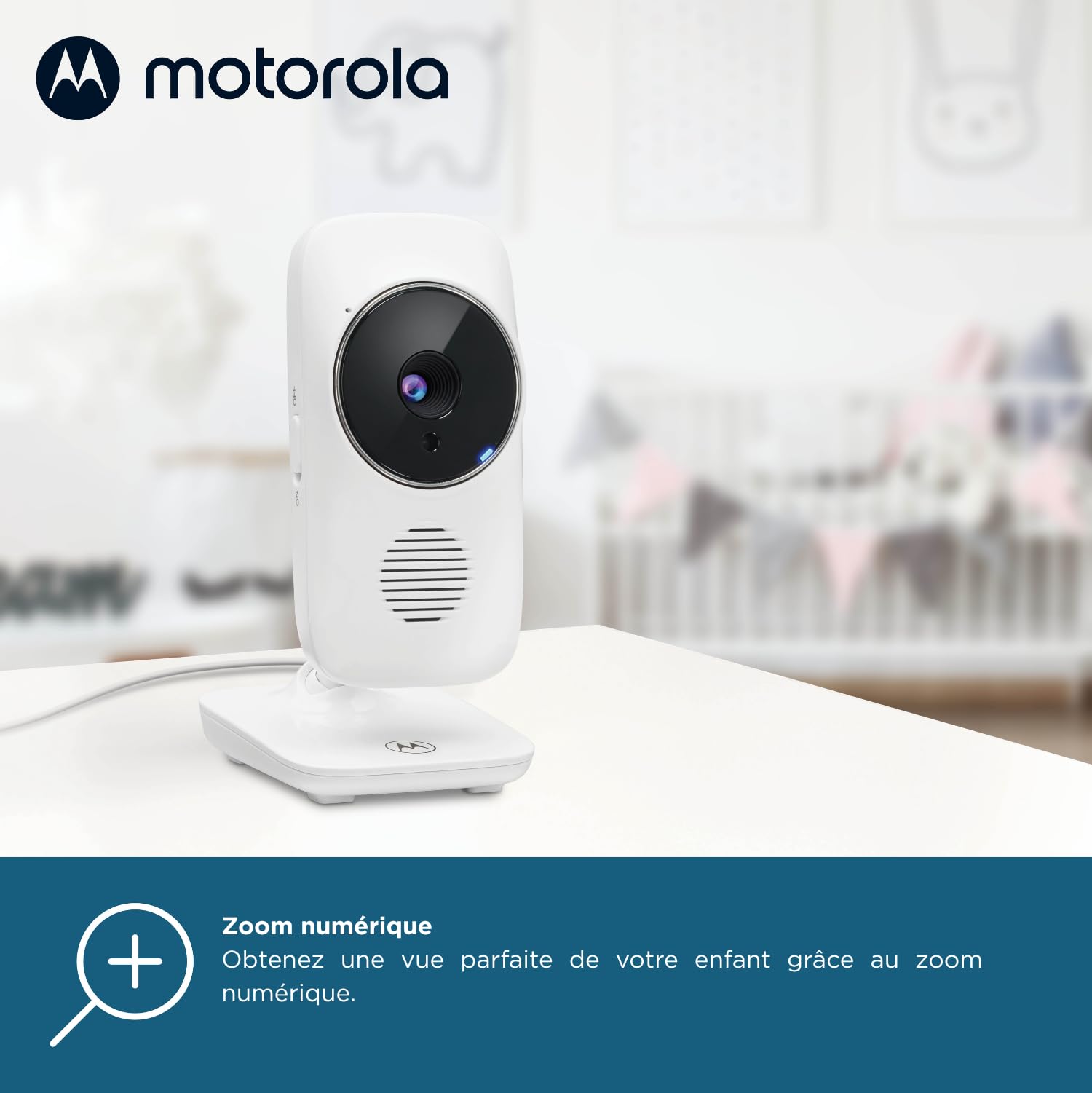 Motorola Nursery VM 483 - Babyphone avec caméra - Unité parent 2,8 pouces - Infrarouge - Zoom numérique - Fonction Talk-back - Babyphone vidéo