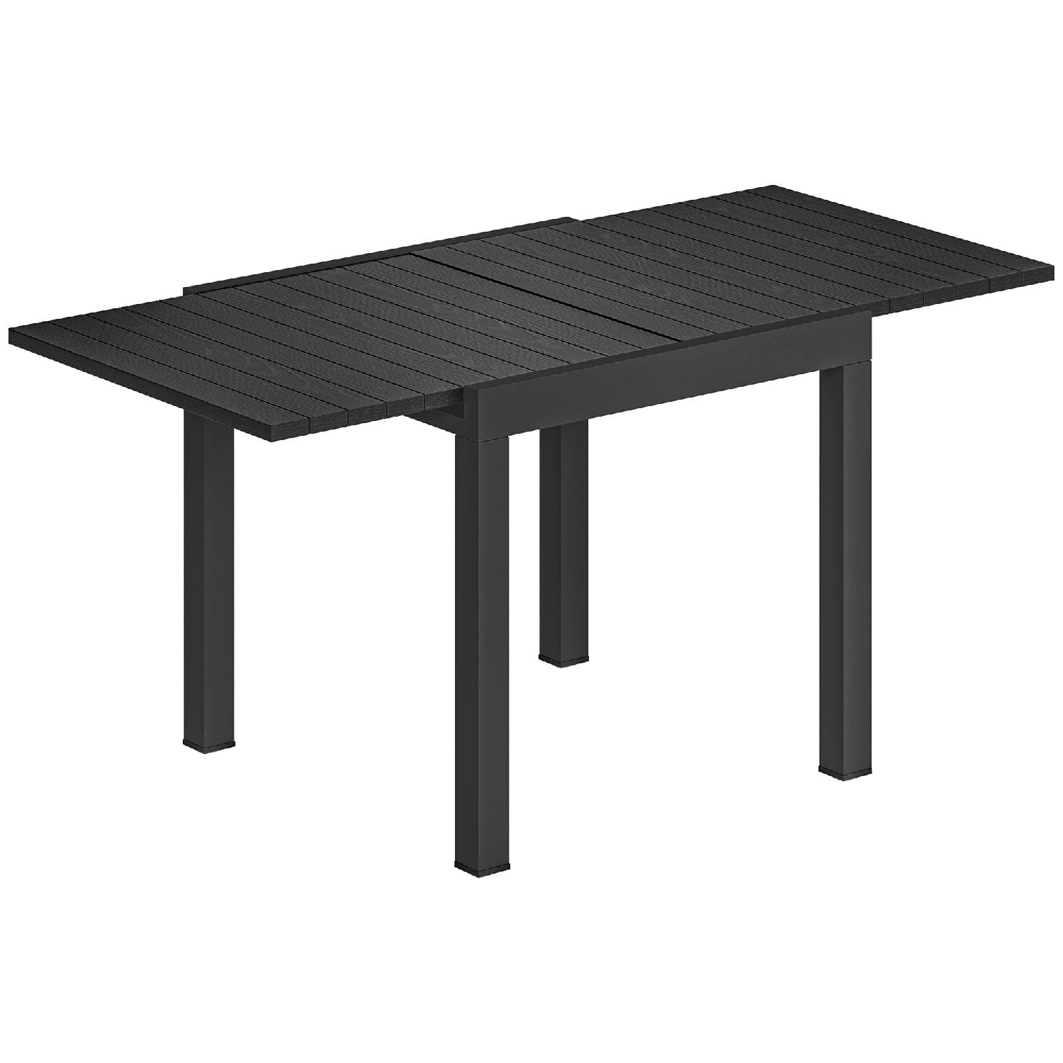 Tavolo da Esterno Giardino, Allungabile, Quadrato, in Alluminio, 80-160x80x75 cm, Nero