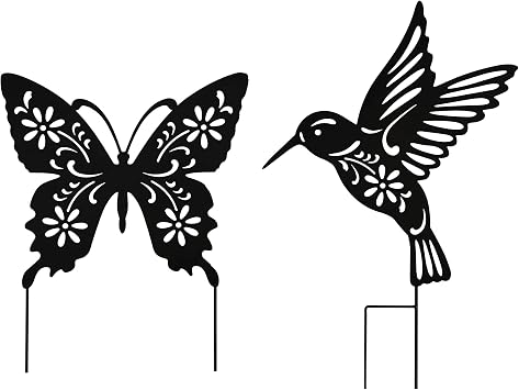 Metal Large Size 20inch Hummingbird Butterfly Decorative Garden Stakes