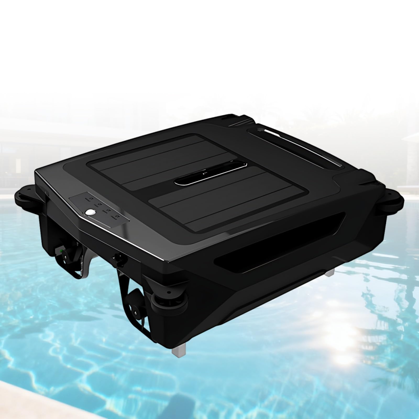 Skimmer de Superficie Solar Automático, Robot Aspirador Piscina Flotante | Sin Cable con Filtro Fino de 400um para Tanque Grande, Mantenimiento Ecológico