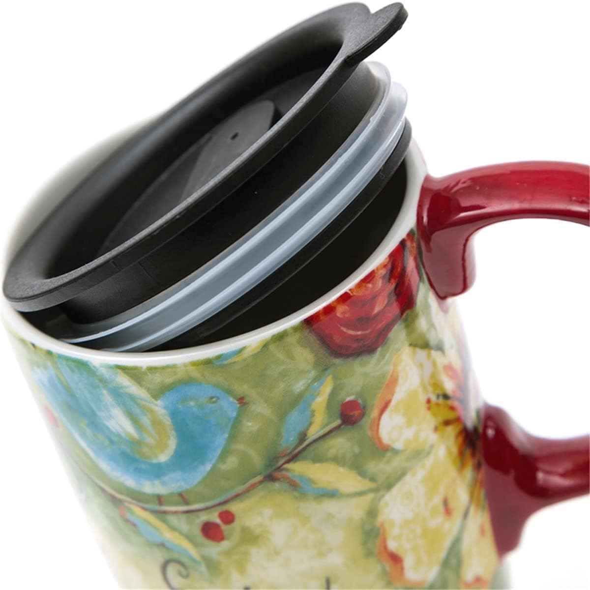 Topadorn Ceramic Coffee Cup Ceramic Travel Mug Porcelain Latte Mug with Lid 17oz. Coffee Cup with Handle. Enjoy Life - Image 7