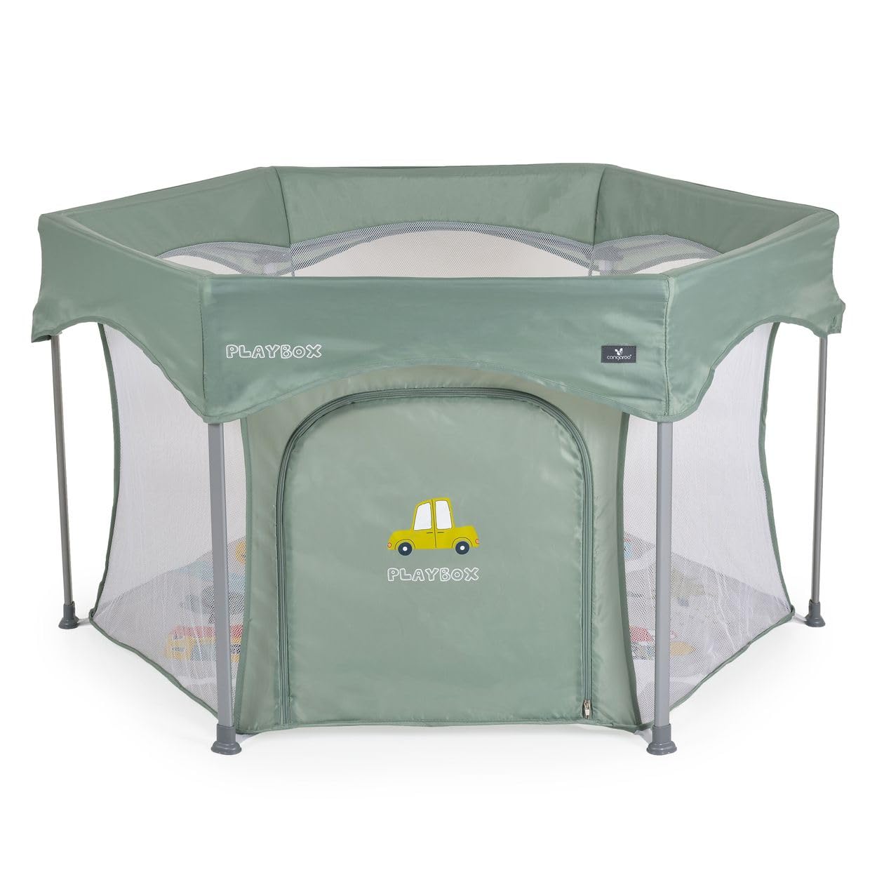 Cangaroo Kojec Playbox składany materac, torba do przenoszenia, otwarcie, zielony