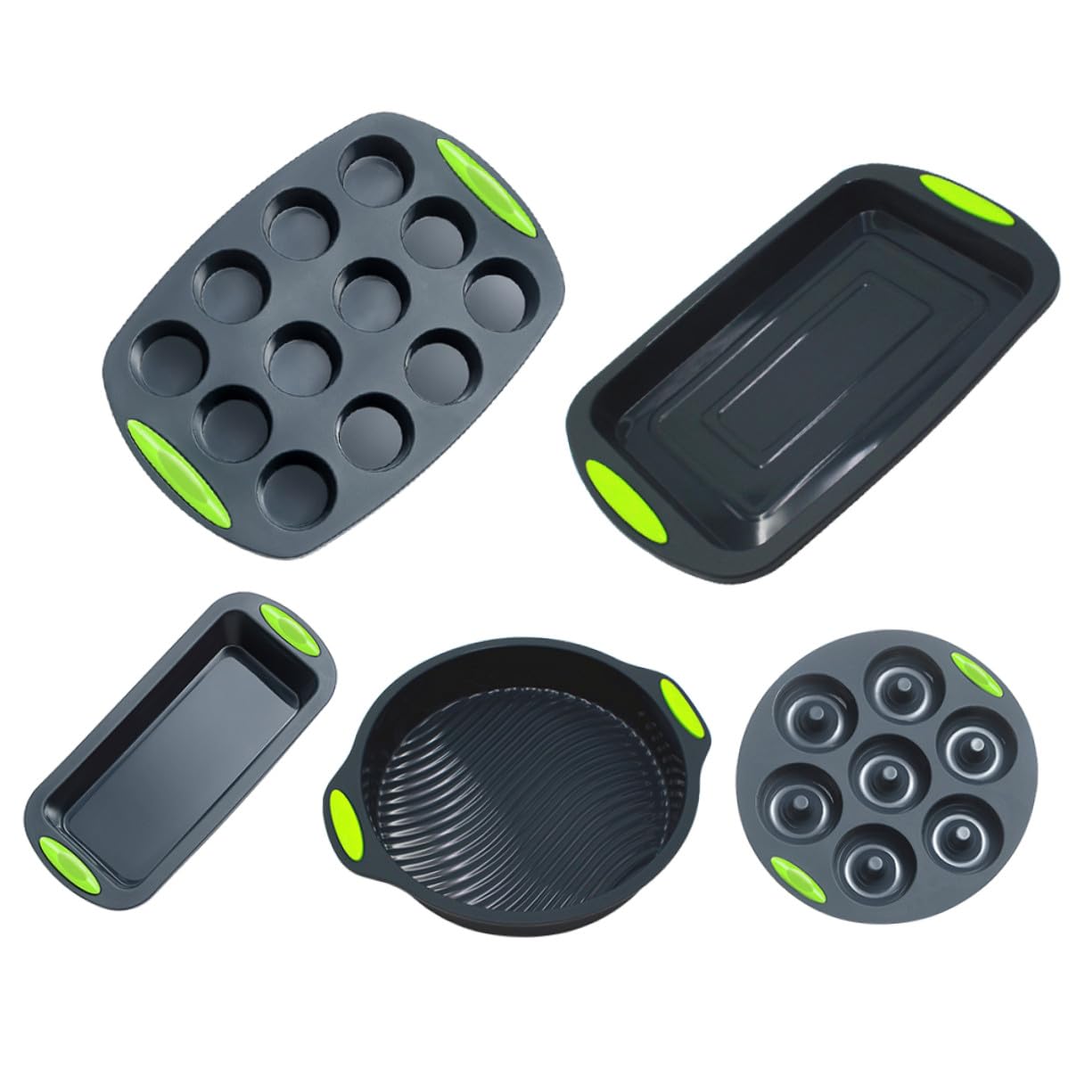 Toyvian Moldes de Silicona Flexibles para Hornear Pasteles y Tartas Juego de 5 Fácil de Limpiar Accesorios de Cocina para Repostería en Casa