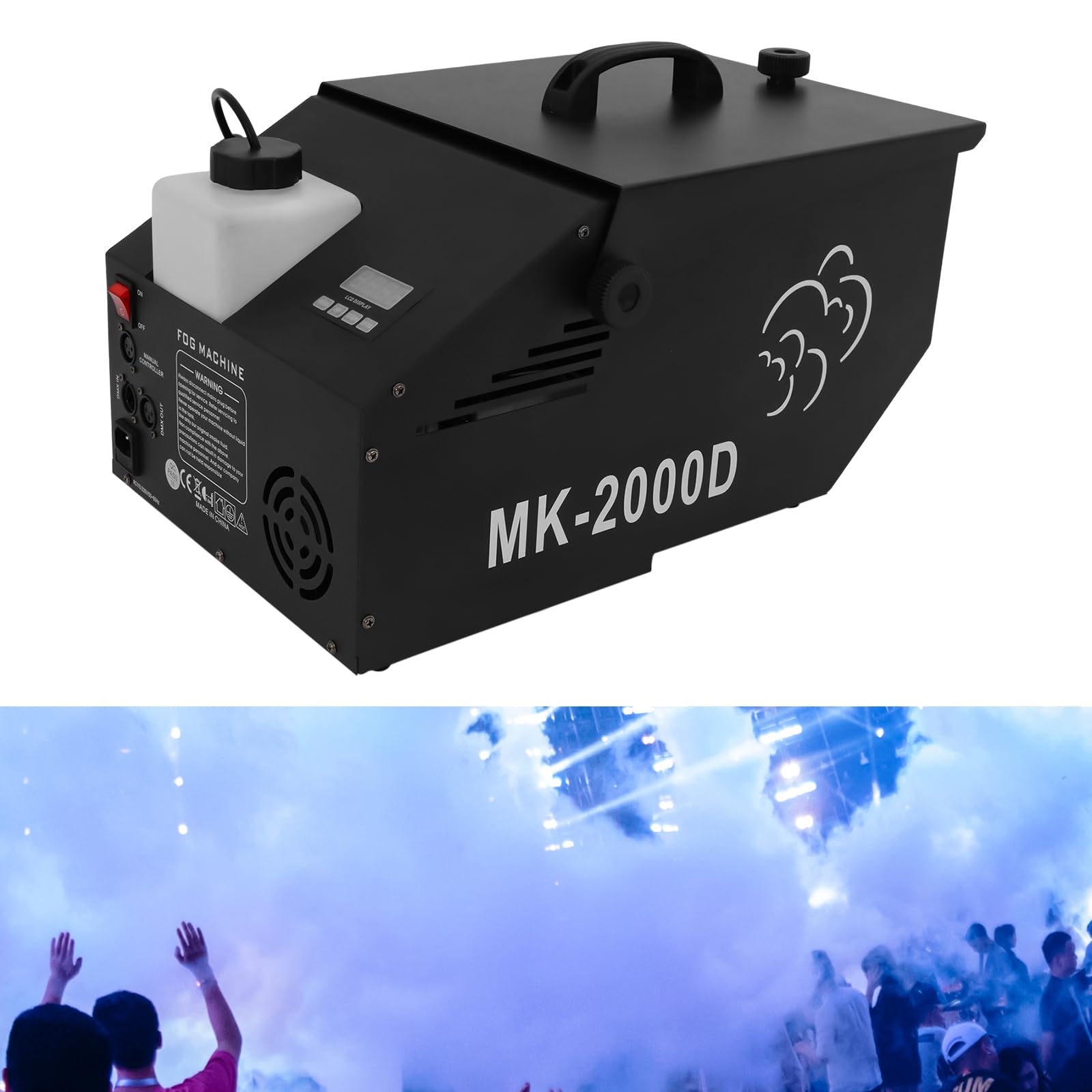 DMX - Macchina per fumo, 0,5 l, per palcoscenico, nebbia, 1200 W, con telecomando senza fili, per feste, Halloween, matrimoni, Natale, spettacoli