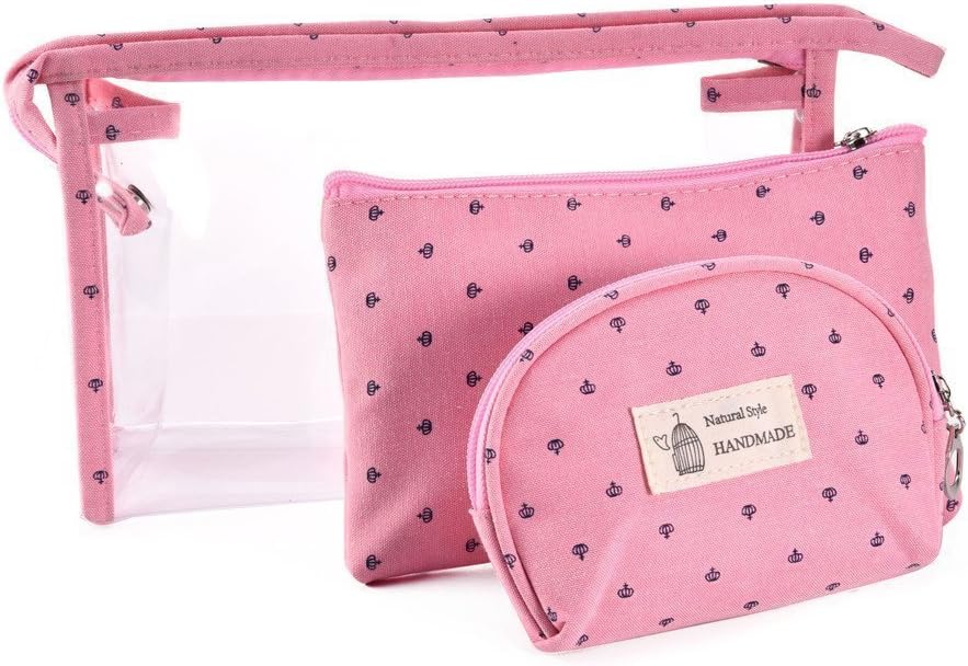 Lizhi Portable Cosmetic Bags Makeup and Toiletry Pouch Purse Bag for Travel or Daily Use Set of 3 Different Sizes