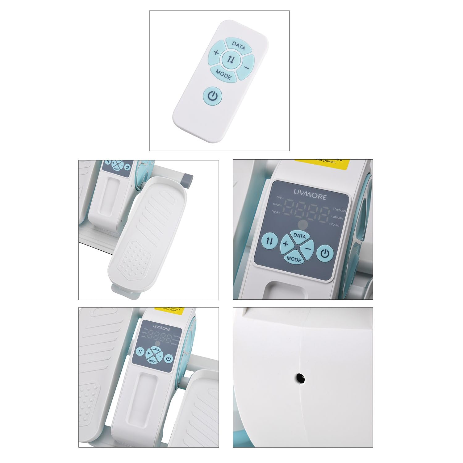 LIVMORE Elektro Fitness Stepper, Magnetischer Widerstand, LCD Display, Fernbedienung, Anti Rutsch Pedale, Schwarz