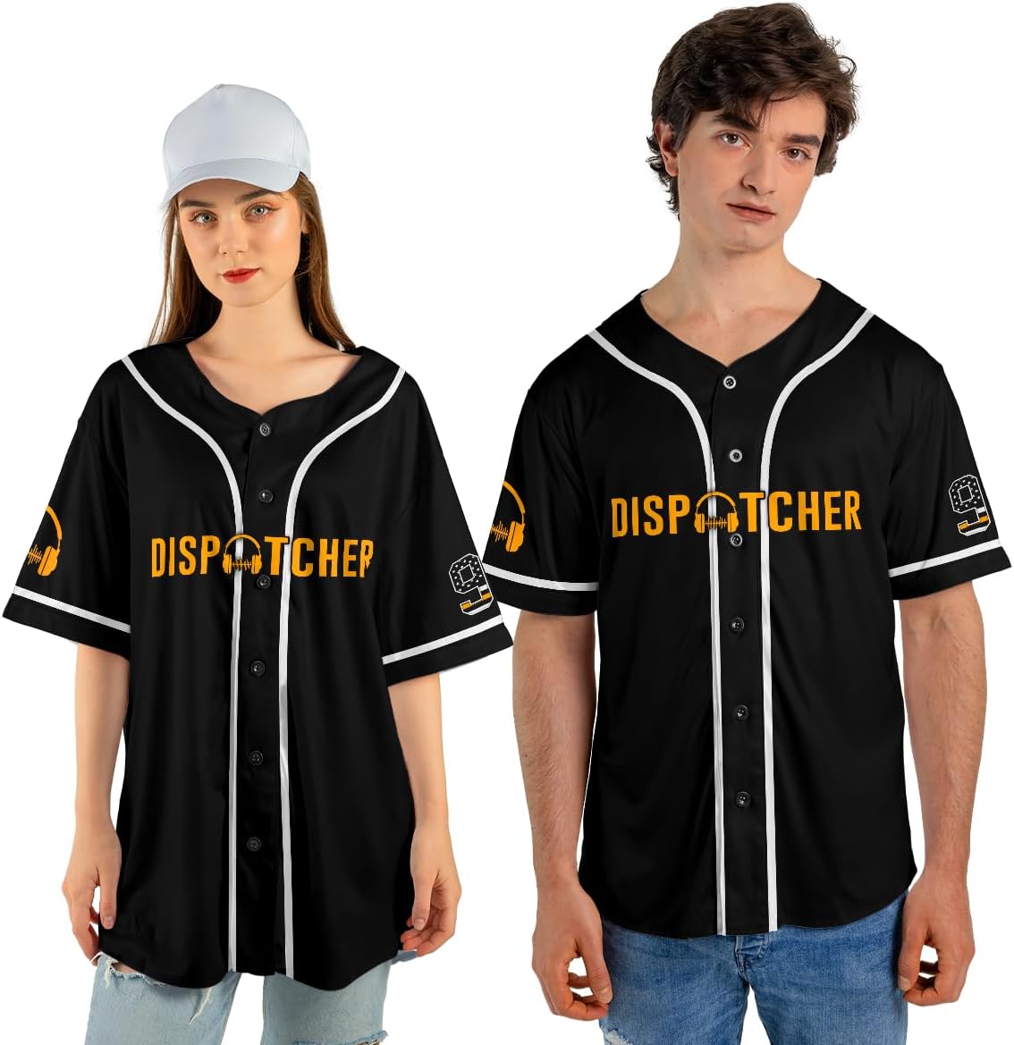 Custom Dispatcher Baseball Jersey, Emergency Thin Yellow Line for 911 Dispatcher Shirt, Dispatcher US Flag Jersey