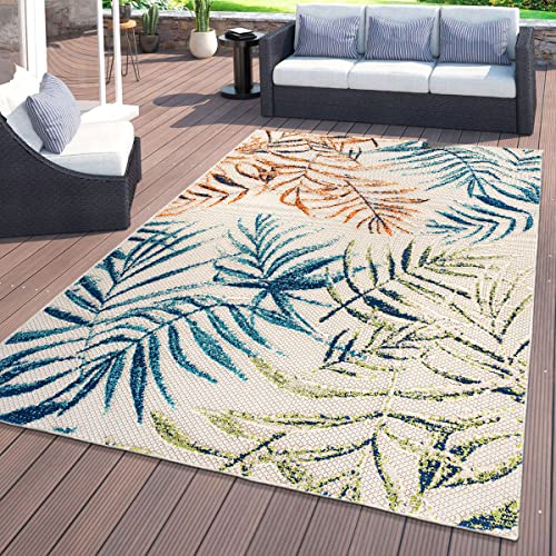 Rugshop Bahama Palm Frond Floral Non-Shedding Easy Cleaning Patio Deck Backyard Indoor/Outdoor Area...