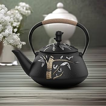 Amazon.com: 茶壺鑄鐵茶壺附不鏽鋼泡茶器日本茶壺適用於爐灶頂部