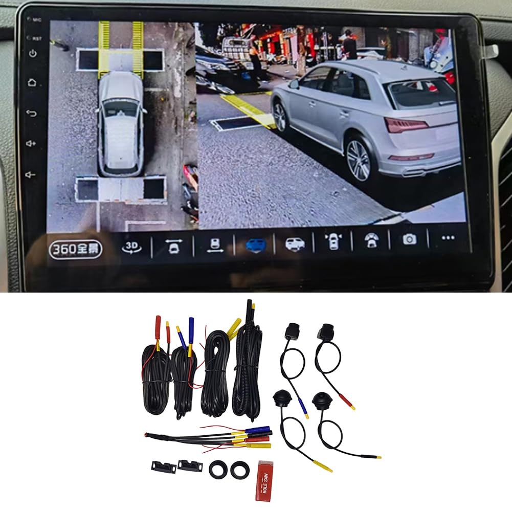 Caméra de Voiture à 360 degrés - Vision panoramique - AHD 1080P - Caméra embarquée pour, Gauche, Droite, Dashcam pour système d'autoradio Android
