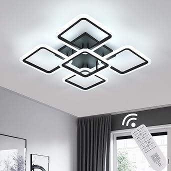 Comely 57 W 6400 LM LED Dec Light Dimmable Black Square Square Decorative Lamp Modern with remote control 3000K-6500K Decken lamp LED for living room [Energy Class E]