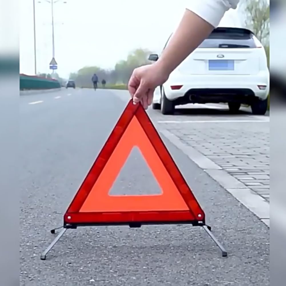 Triángulo de señalización Etiqueta de Peligro de Seguridad Plegable, señal de Parada, trípode Reflectante Triangular para Coche, señal de Advertencia de Emergencia