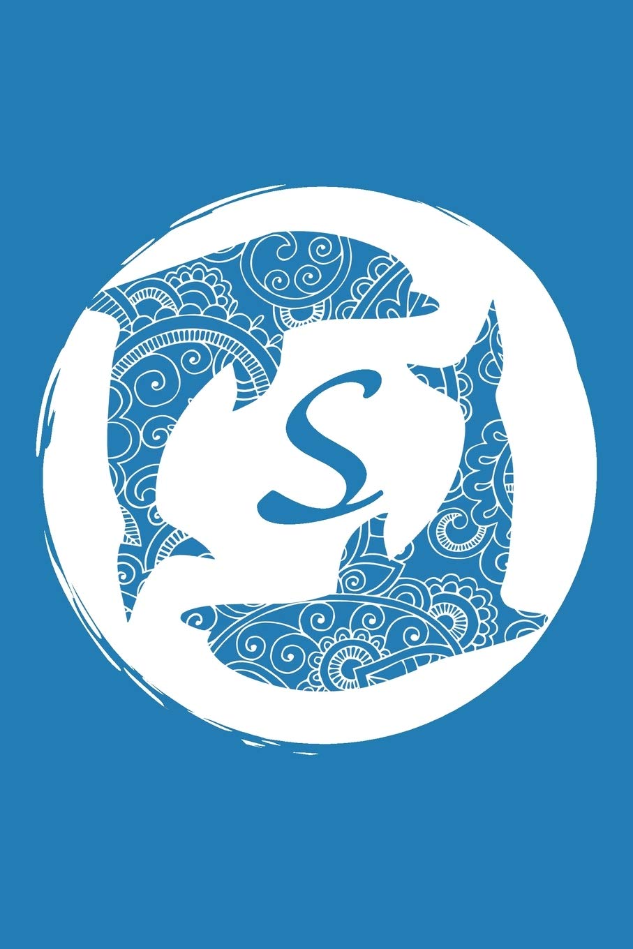 S: Initial S Monogram Notebook Journal Gift Circular Dolphin Mandala design