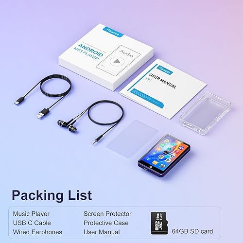 Miniatura 8 de Reproductor MP3 de 80 GB con Bluetooth y WiFi, reproductores de MP3 y MP4 Android con pantalla táctil de 4 pulgadas y altavoz, reproductor de música