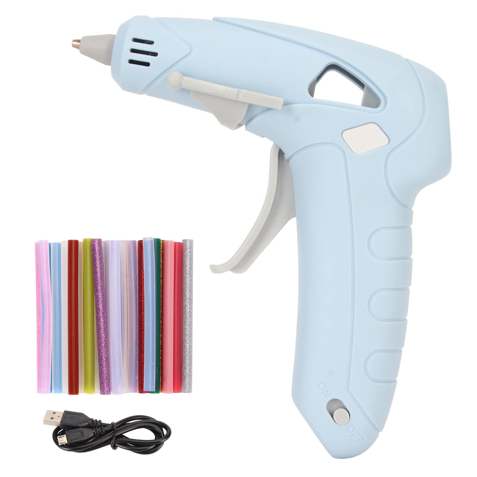 Hot Glue Gun, 10W Fast Heating Hot Glue Melter, Ergonomic Handle USB Charge Hot Glue Melting Tool with 30 Glue Sticks for Handicraft DIY