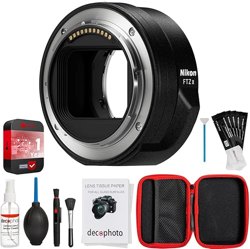 Nikon 4264 FTZ II Adaptador de montaje de lente para montaje en F a Z-Mount sin espejo con kit de limpieza todo en uno Deco Photo con funda, 5