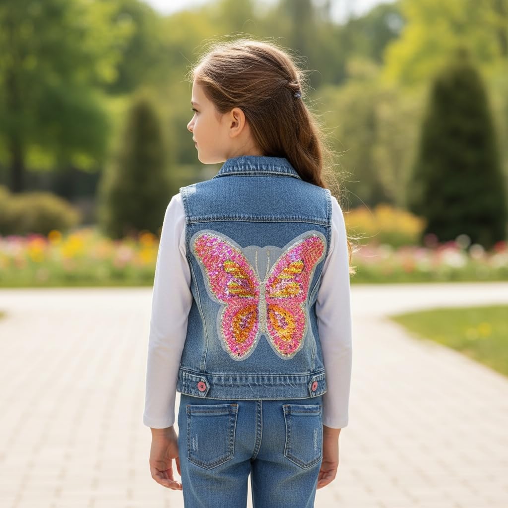 Peacolate Petite Fille Cute Sleeveless Jean Jacket Denim Vest Spring Autumn 2-7Ans