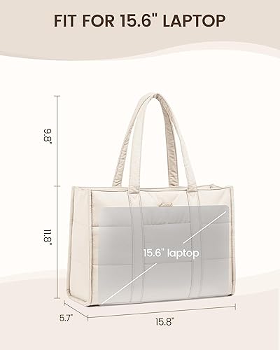 Miniatura 3 de LOVEVOOK Bolsa para laptop para mujer, bolsa de mano acolchada para el trabajo, maletín grande de computadora de 15.6 pulgadas para profesores,