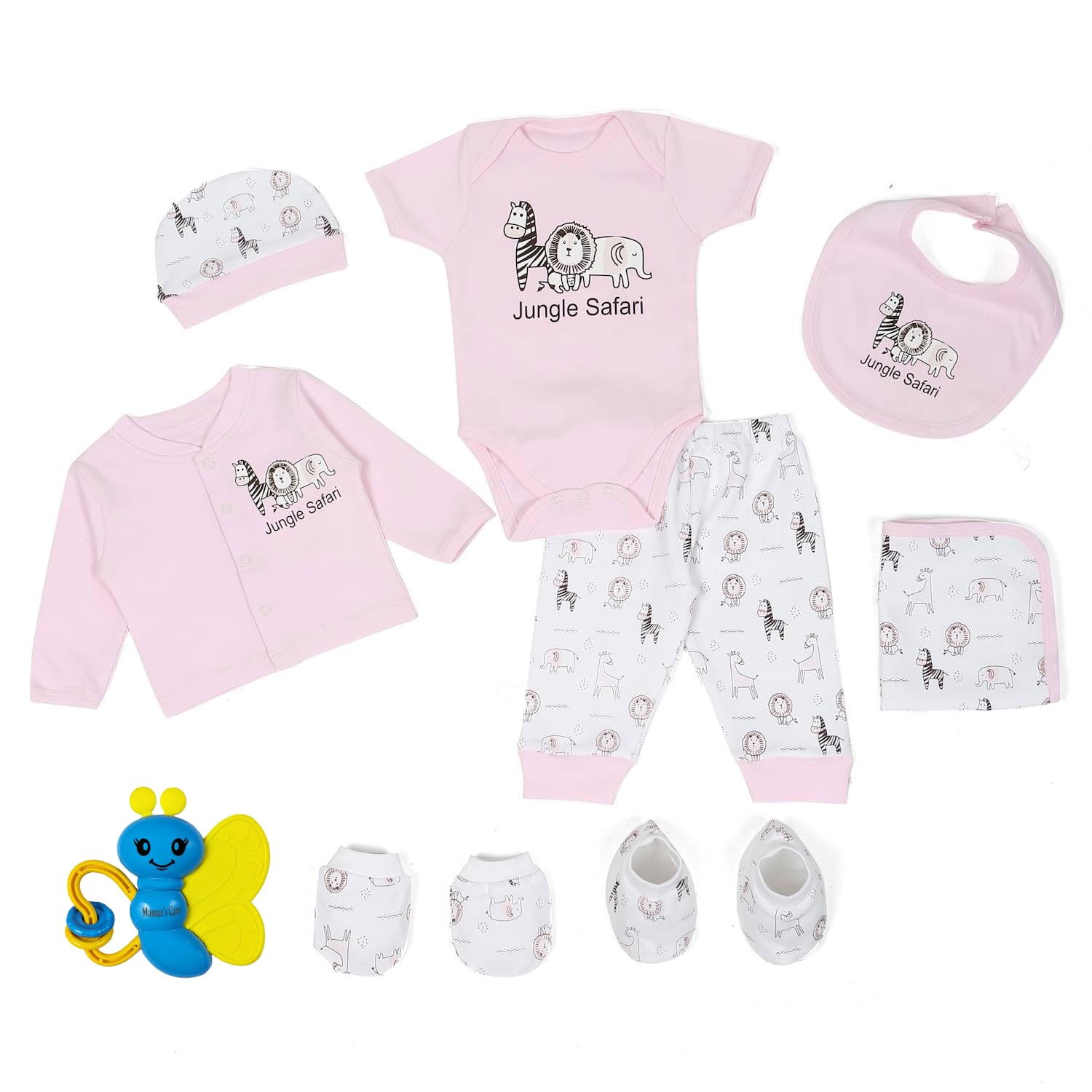 11-Piece Newborn Baby Gift Hamper Set – 10 Clothing Essentials Made with 100% Pure Soft Cotton + 1 Toy (Toy Color May Vary)-image-46