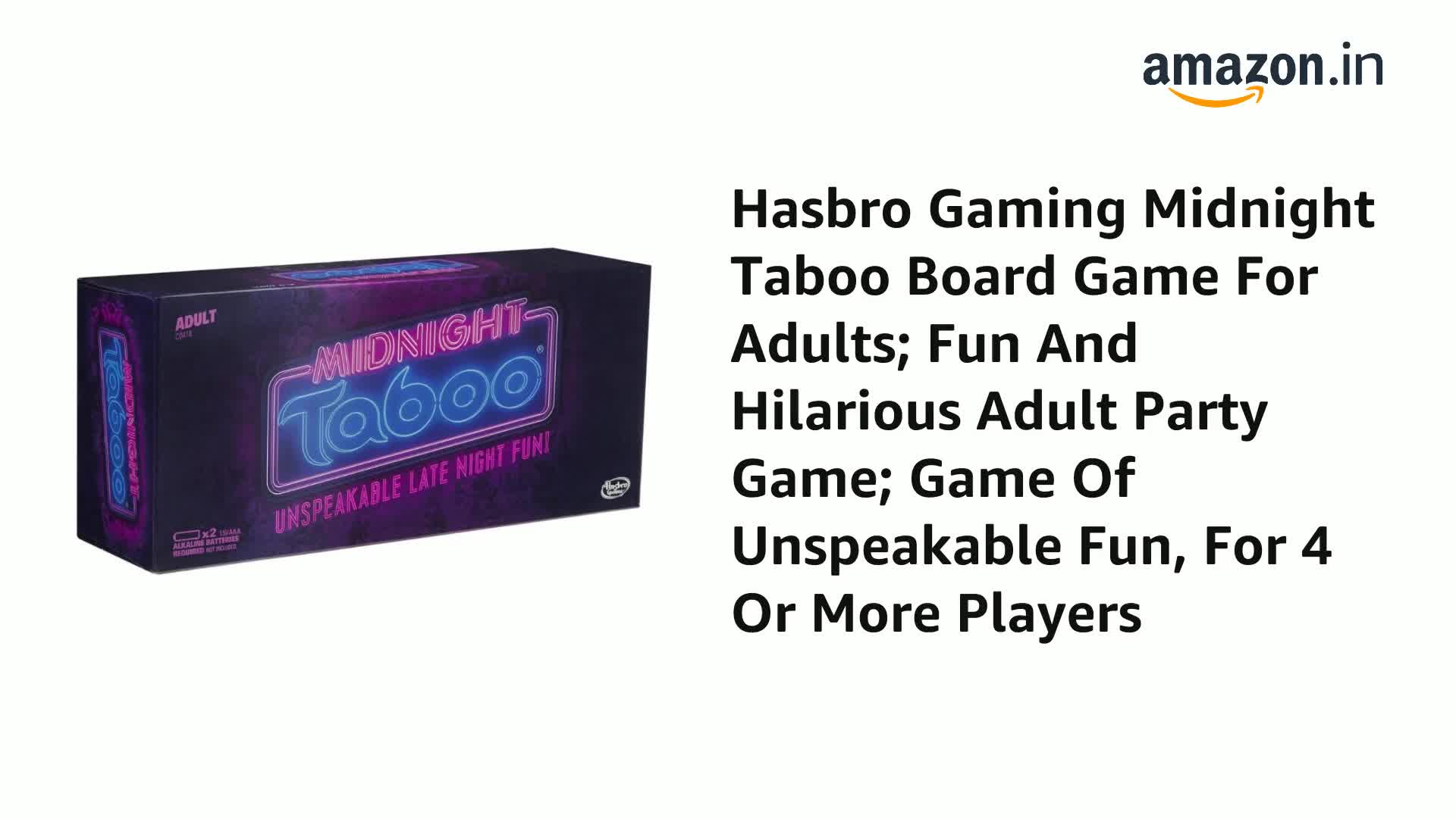 Buy Hasbro Gaming Midnight Taboo Board Game For Adults; Fun And Hilarious  Adult Party Game; Game Of Unspeakable Fun, For 4 Or More Players,Multicolor  Online at Low Prices in India - Amazon.in