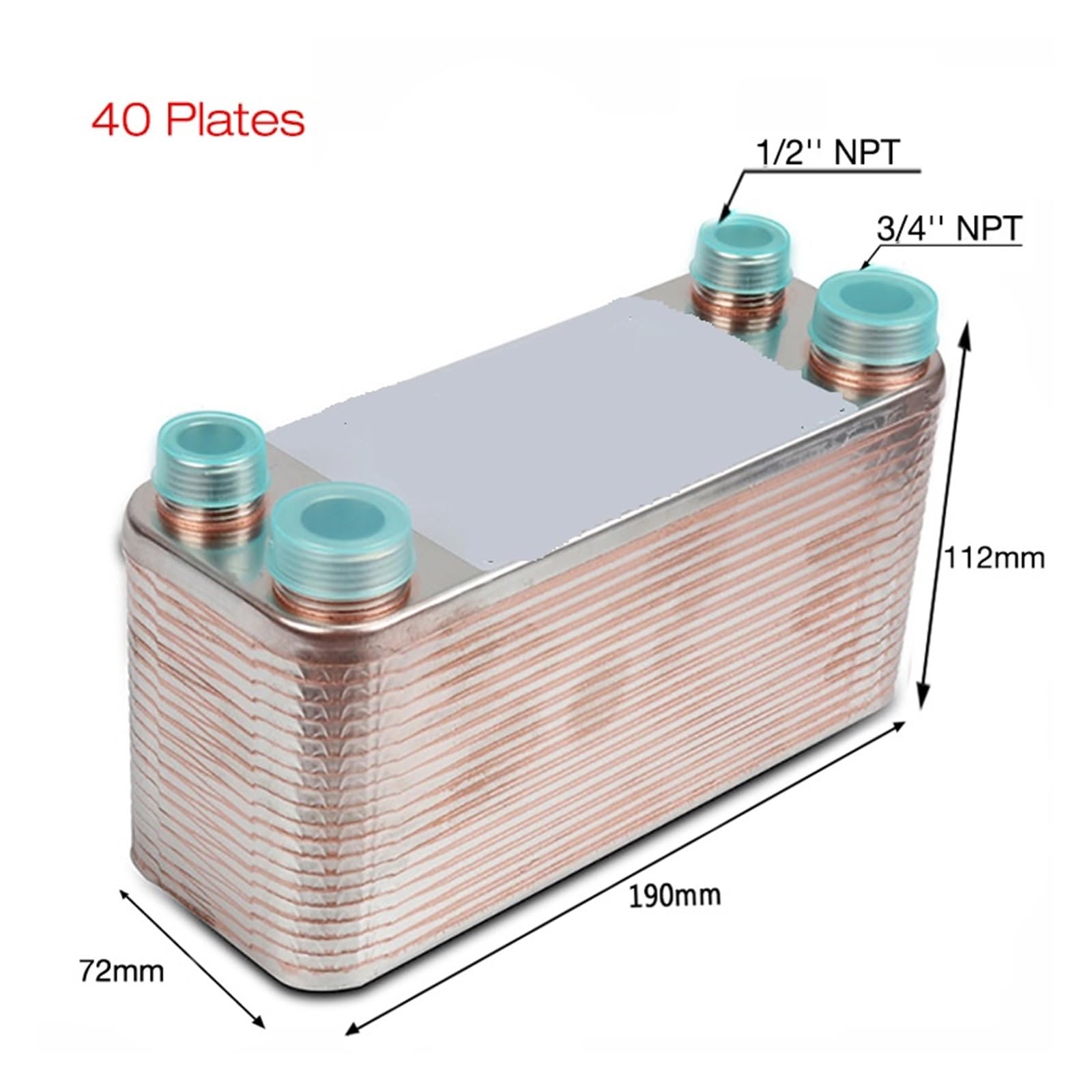 Scambiatore di calore a piastre 20/30/40 304 Tubo controcorrente in acciaio inox Raffreddamento rapido(40 plate)