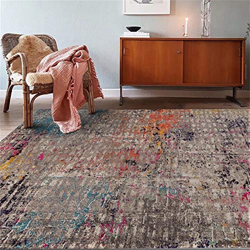 Tapis salon lavable 200x290 tapis chambre géométrique rose