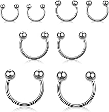 Oykrueats 8 Stück Septum Piercing Silber,Smiley Piercing für Frauen Herren,6/8/10/12 mm Hufeisen Piercing Jewelry Titan,Nasenpiercing Septum Ring für Freundinnen Geburtstags,Weihnachts,Geschenk