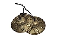 Dharma Store Tibetan Yoga Meditation Cymbals Hand Bell - Musical Instruments Manjeera - Traditional Percussion Instrument Indian folk devotional music - OM Mane Padme Hum Symbols Embossed
