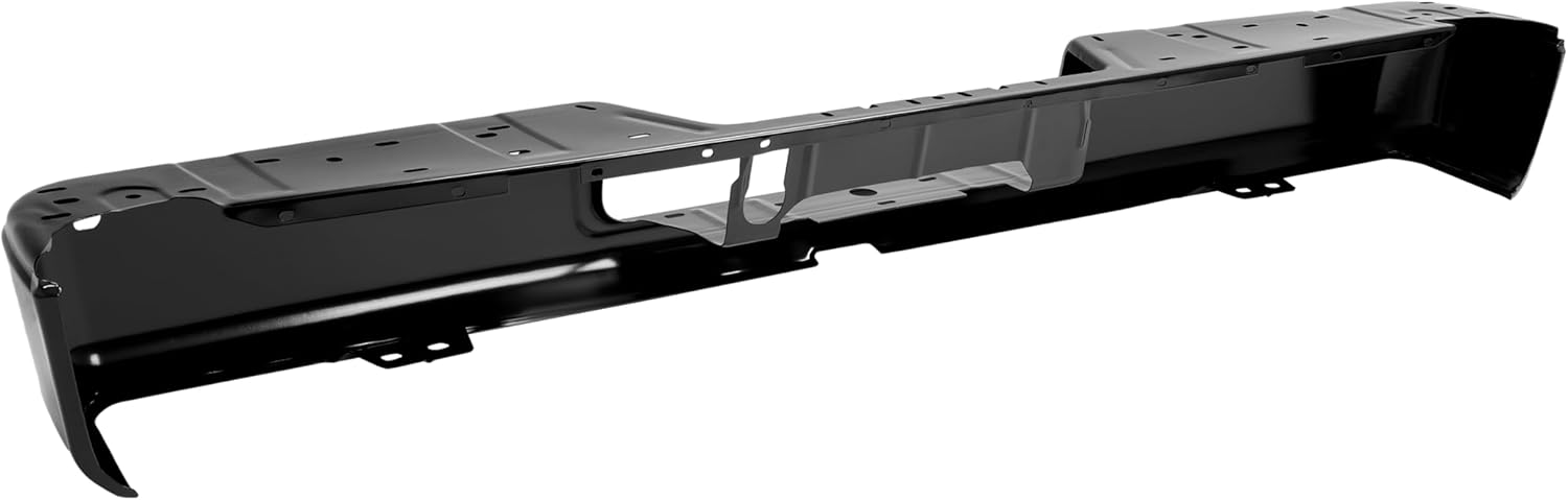 HECASA Rear Bumper Face Bar Compatible with 2017-2019 Nissan Titan 2016-2020 Nissan Titan XD w/Tow Hitch w/o Blind Spot Roll Pan Steel Powder Coated Black Replacement for NI1102163 85030EZ50A