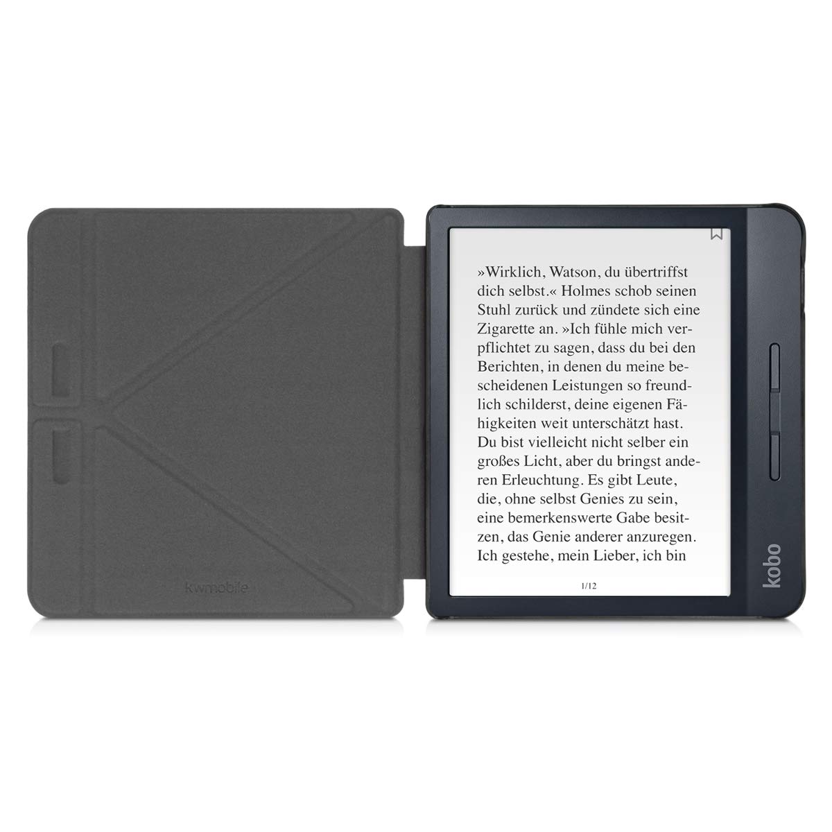 kwmobile Étui Compatible avec Kobo Libra H2O Coque - Étui à Rabat magnétique Tablette eReader Similicuir - Bleu foncé