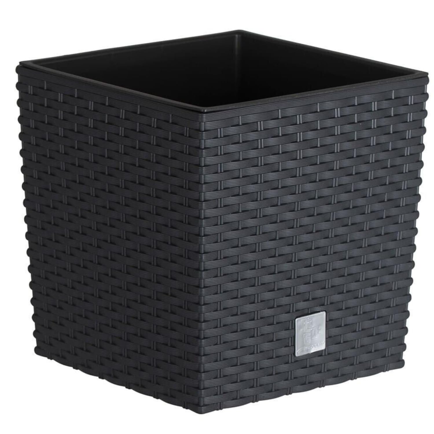 B2C Plant Flower Pot Square Rattan Planter Inner Pot 6 Sizes Garden Patio Home Large (Anthracite, 8L)