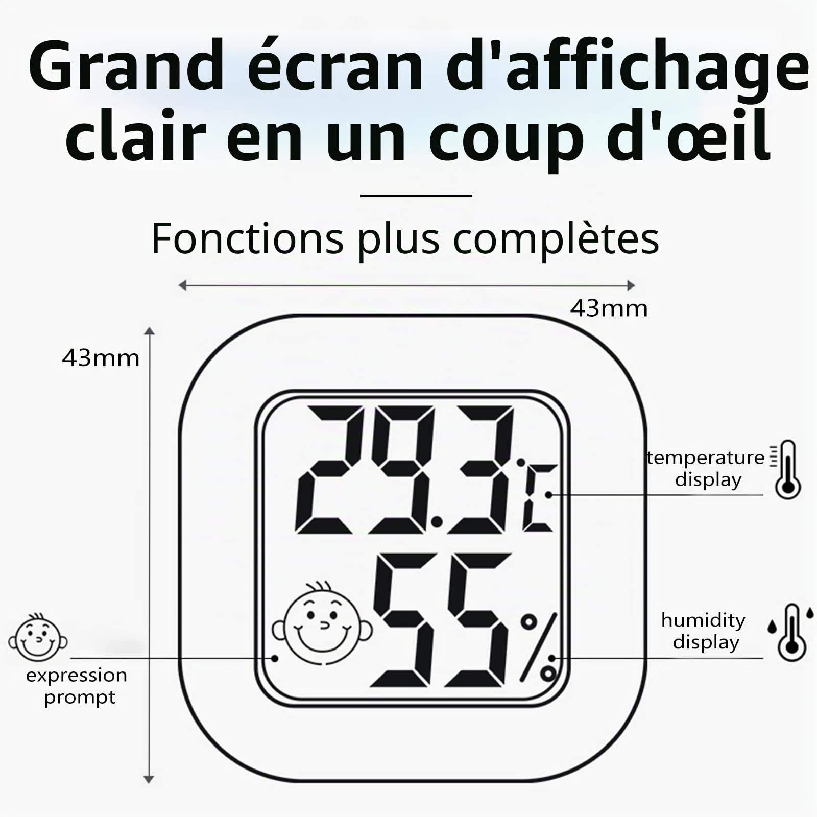 Lot de 4 thermomètres hygromètres numériques d'intérieur - Mini thermomètre hygromètre de chambre - Mesureur de température et d'humidité avec interrupteur pour chambre de bébé, salon, bureau, serre