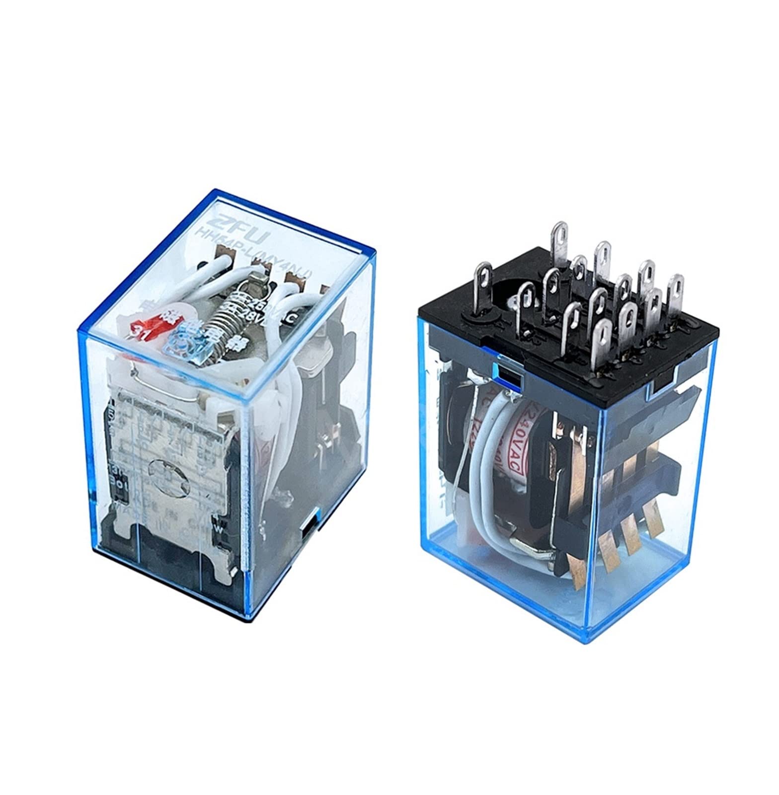 Przekaźnik 5 SZTUK MY4 12V 24V 110V / 220V cewka 5A 4NO 4NC Zielony wskaźnik zasilania LED 14-pinowa szyna DIN z podstawą gniazda