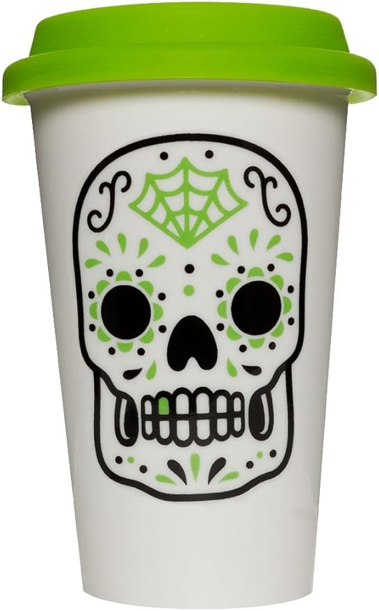 Green Sugar Skull Tumbler from Sourpuss