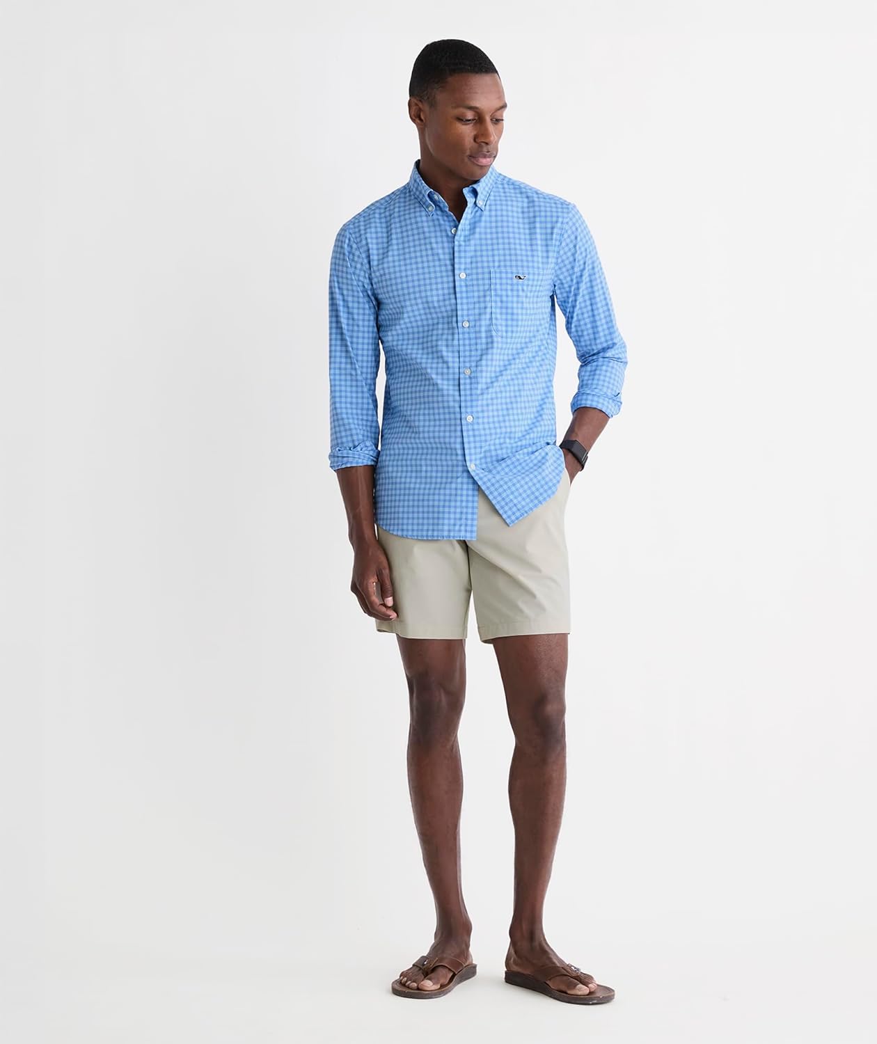 Vineyard Vines Men's Lemon Shark Gingham Featherweight Performance Shirt