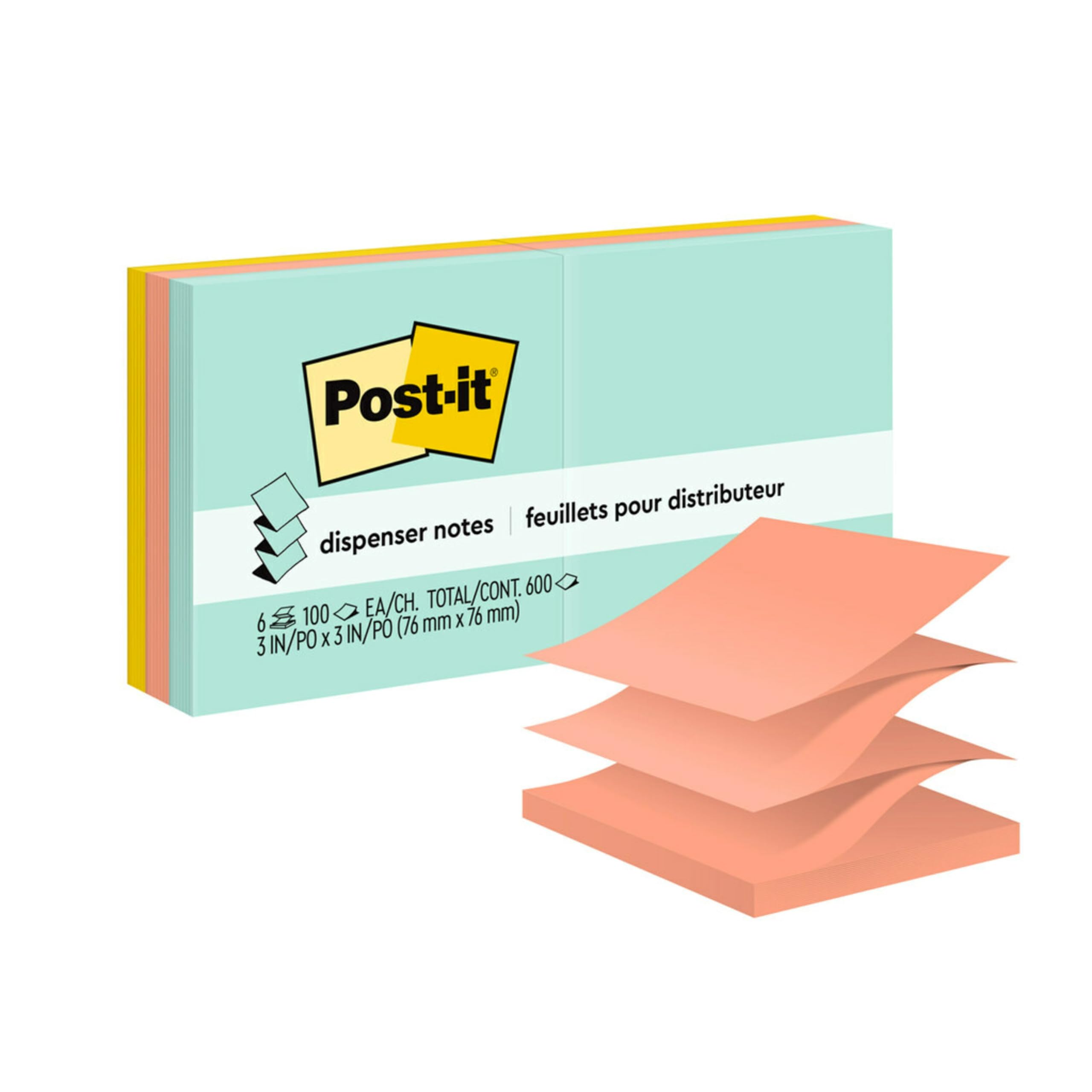 Post-it Pop-up Notes 3x3 in 6 Pads America's #1 Favorite Sticky Notes Beachside Cafe Collection Pastel Colors Recyclable (R330-AP)