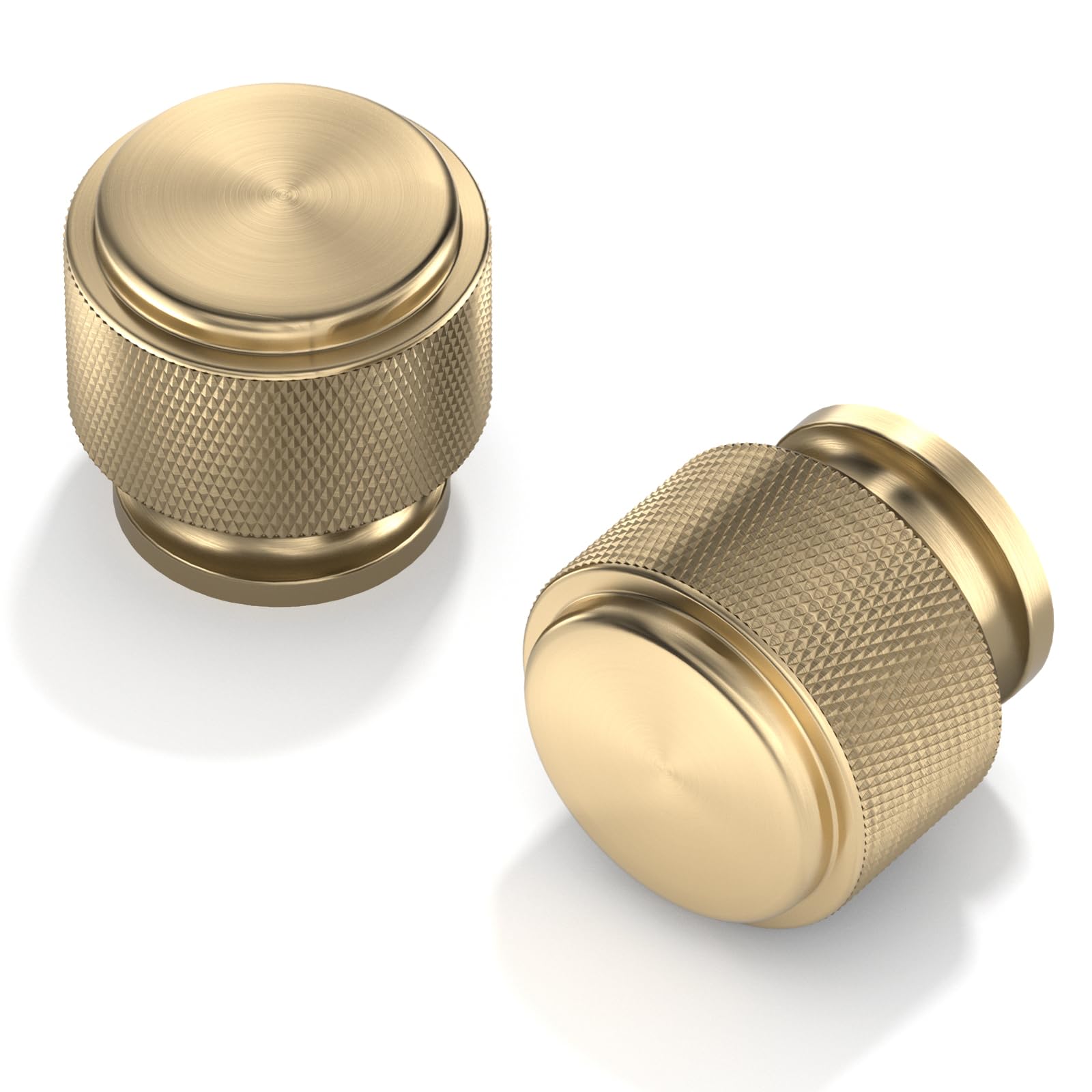 FURNIWARE 10 Pack Champagne Bronze Knurled Cabinet Knobs, 25mm Single Hole Handle, Gold Kitchen Cupboard Pulls