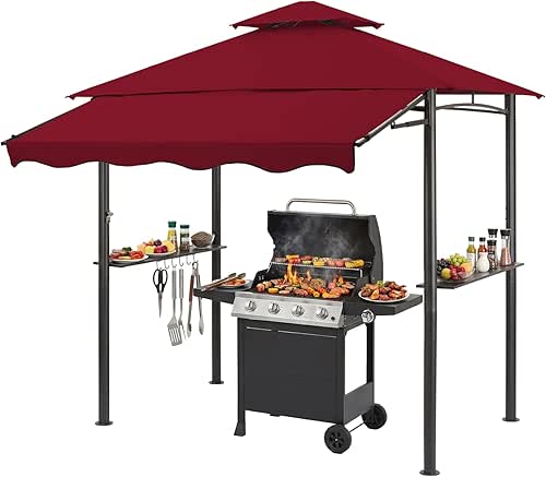 CHARMELEON 8x8 FT Grill Gazebo,Grill Canopy with Big Awning&2 Side