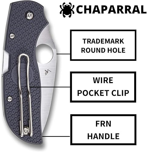Miniatura 4 de Spyderco Chaparral Cuchillo de prestigio ligero con hoja de acero XHP de 2.80 CTS y mango FRN duradero gris, PlainEdge - C152PGY