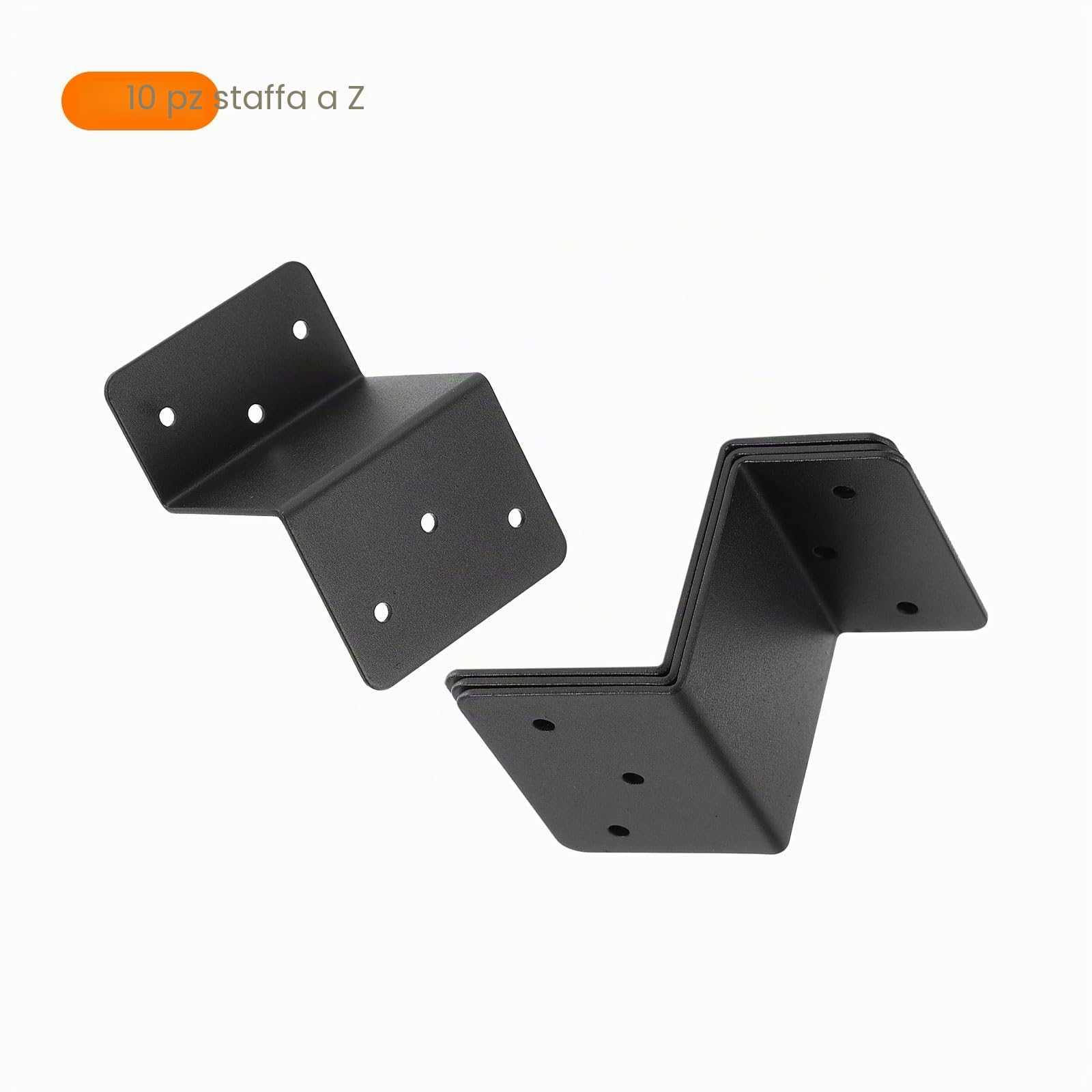 QUARKZMAN 10pz Staffe a Z, Profilo a Doppio Angolo in Ferro, Staffa Angolare, Connettore per Legname per Mobili da Scaffale, Gazebo, 3.2"x2.36"x2", Nero