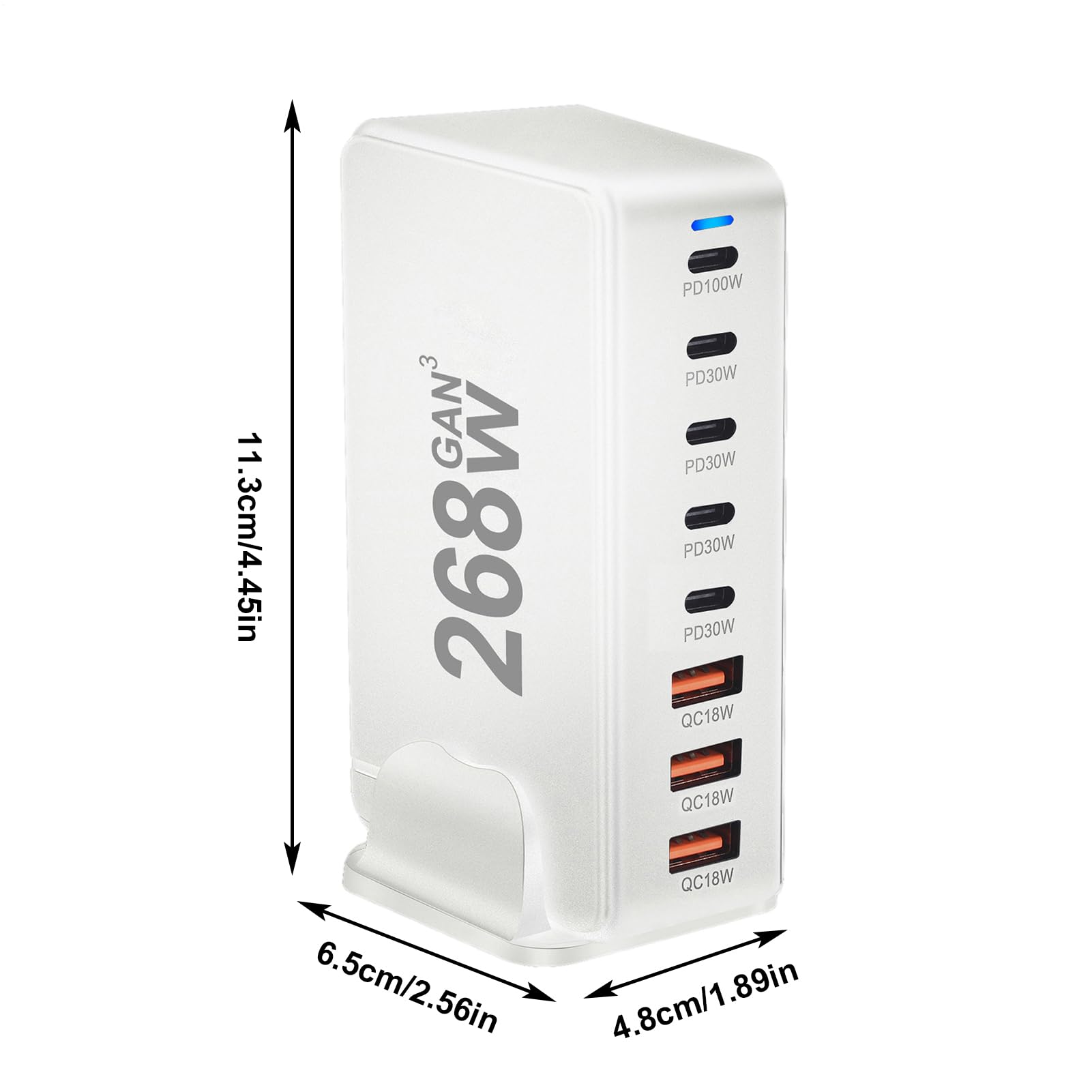 Caricatore con Connettore USB C Stazione di Carica con 8 Porte USB Multiple | Caricatore 268W USB C PD Per L'Uso In Casa, In Ufficio, In Viaggio, Per Telefoni, Tablet, Laptop E Altri Dispositivi E