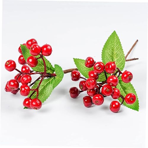 Miniatura 8 de Abaodam 20 Pcs Red Berries Holly Berry Stems Red Berry Twig Winter Holiday Berry Stems Faux Pine Picks Christmas Berry Stems Christmas Berry Picks