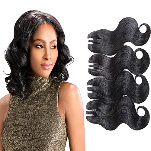 Unprocessed Brazilian Virgin Hair Brazilian Remy Hair Ombre Body Wave Bundles 4 pcs 10 inch 50 g/pcs Total 200 g Human Hair Extensions Hair Weaving (1B Jet Black)