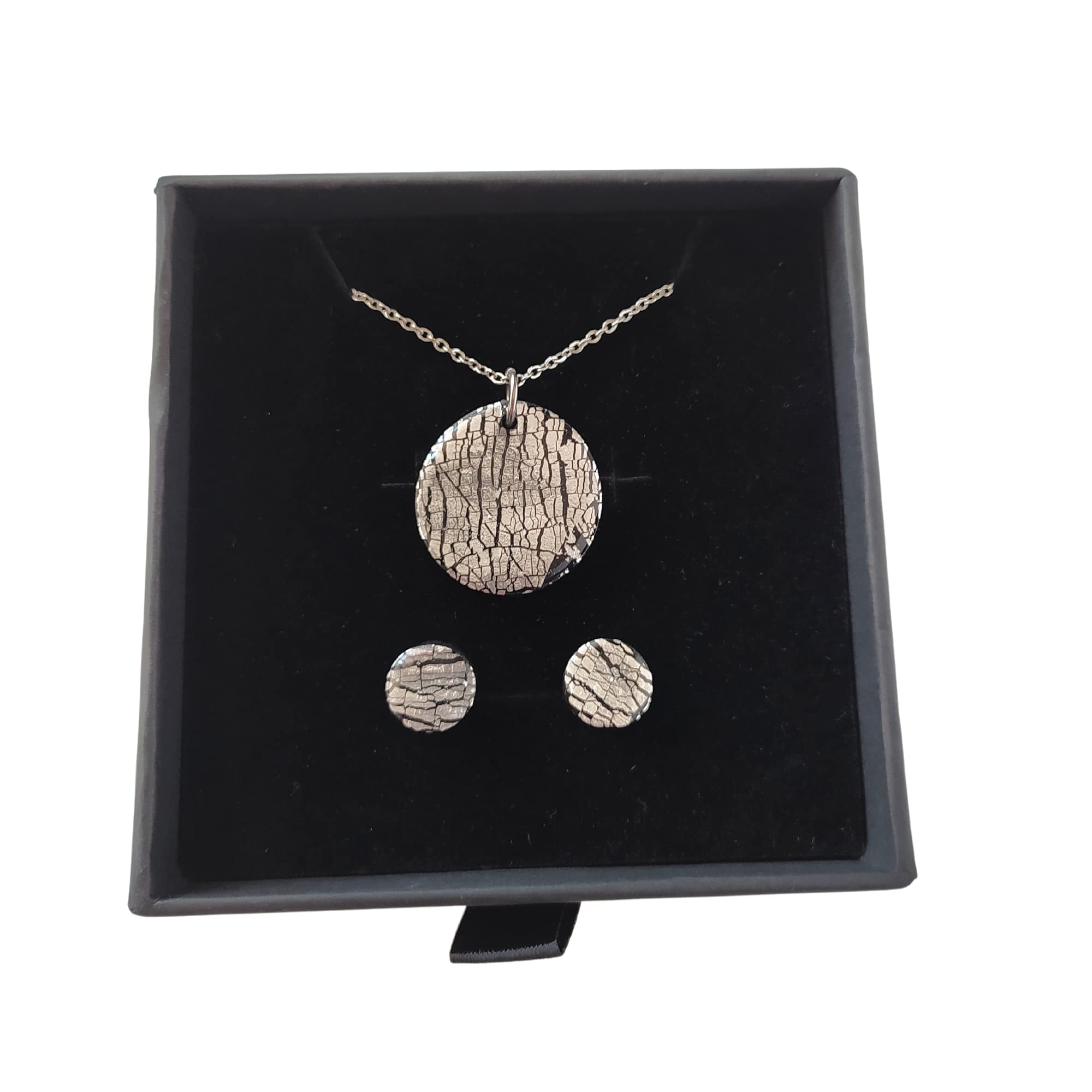 Sandra Complements Sandra Complements | Pendientes Negros | Collar y Pendientes para mujer | Conjunto de acero en Negro, Plata y Rojo | Regalo para Mujer, Día de la Madre, Navidad | Edición Limitada (Plata)