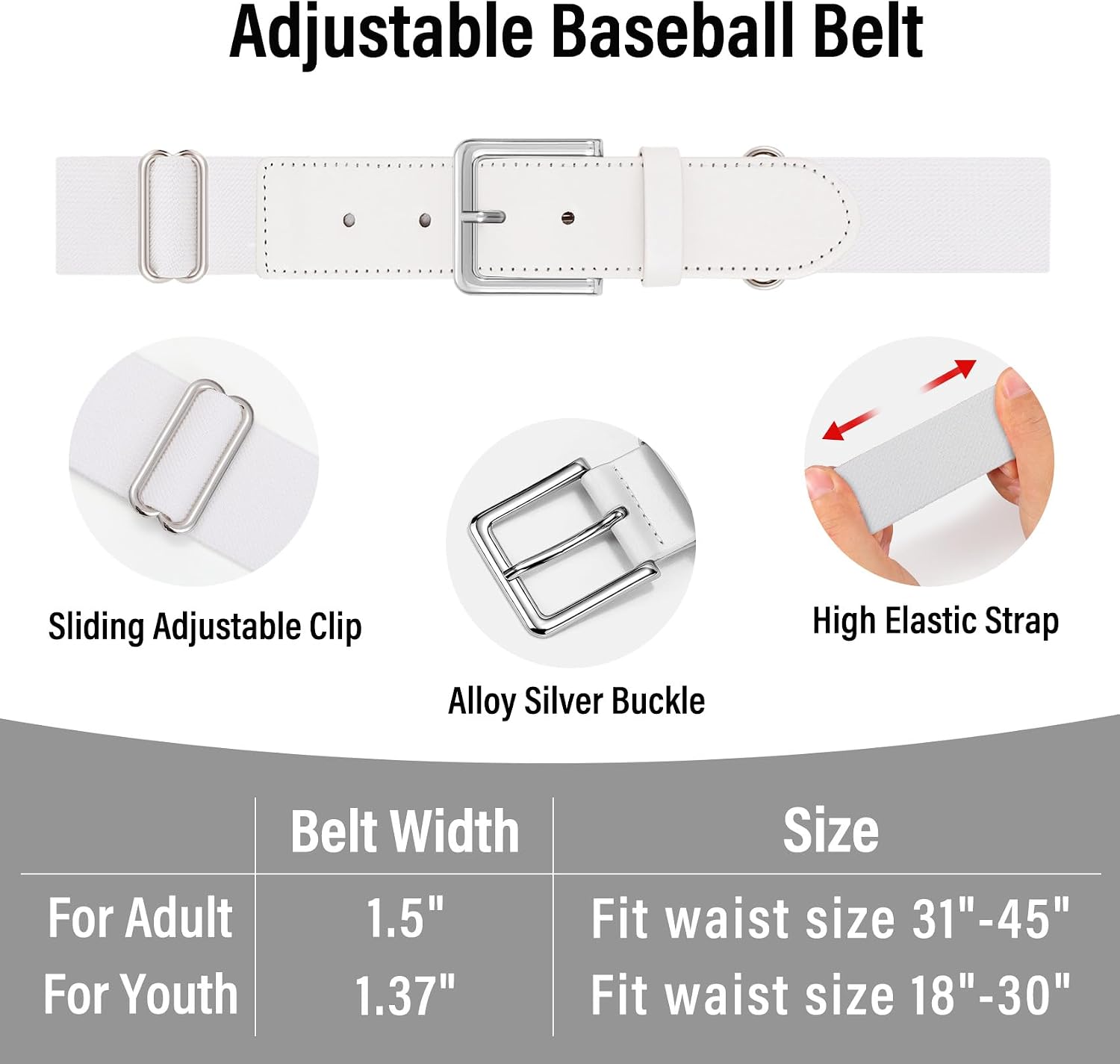 LEACOOLKEY Baseball Belt and Socks Combo Set Softball Soccer Socks and Elastic Belt for Youth and Adult image 5